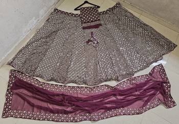 Purple Faux Georgette Sequin Lehenga Choli Set And Blush Floral Embroidered Indian Wedding Wear for Bridesmaids 4
