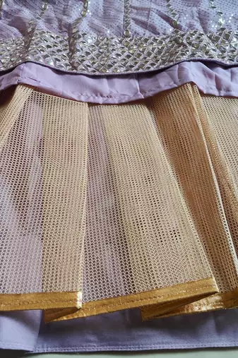 Ashpink Organza Sequin And Paper Mirror Work Lehenga Choli For Wedding
