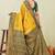 green gold art silk jacuard work designer party wear saree with unstitched blouse piece