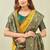 green gold art silk jacuard work designer party wear saree with unstitched blouse piece