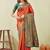 green orange art silk jacuard work designer party wear saree with unstitched blouse piece