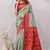 red rama art silk jacuard work designer party wear saree with unstitched blouse piece