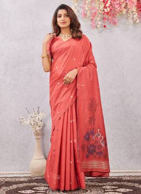 gajri lillen jacuard work designer party wear saree with unstitched blouse piece 1