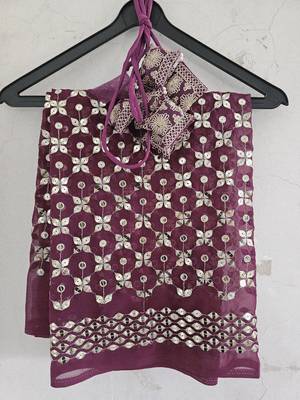 Purple Faux Georgette Sequin Lehenga Choli Set And Blush Floral Embroidered Indian Wedding Wear for Bridesmaids 6