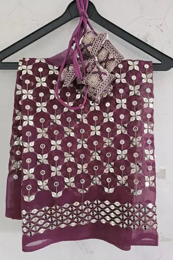 Purple Faux Georgette Sequin Lehenga Choli Set And Blush Floral Embroidered Indian Wedding Wear for Bridesmaids