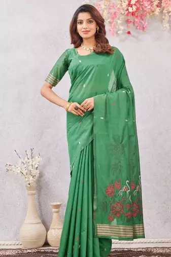 gajri lillen jacuard work designer party wear saree with unstitched blouse piece