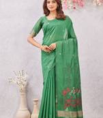 gajri lillen jacuard work designer party wear saree with unstitched blouse piece