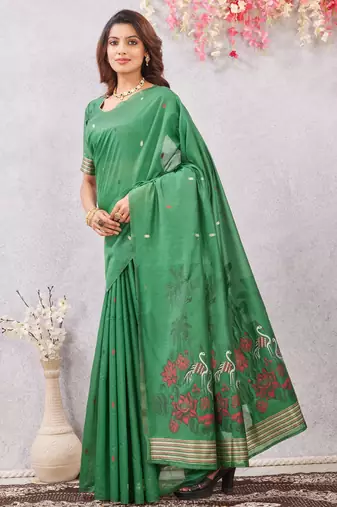 gajri lillen jacuard work designer party wear saree with unstitched blouse piece