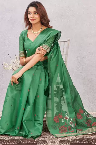 gajri lillen jacuard work designer party wear saree with unstitched blouse piece