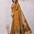 mustard lillen jacuard work designer party wear saree with unstitched blouse piece