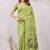 parrot green lillen jacuard work designer party wear saree with unstitched blouse piece