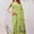 parrot green lillen jacuard work designer party wear saree with unstitched blouse piece