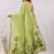 parrot green lillen jacuard work designer party wear saree with unstitched blouse piece