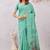 sea green lillen jacuard work designer party wear saree with unstitched blouse piece