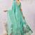 sea green lillen jacuard work designer party wear saree with unstitched blouse piece