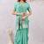 sea green lillen jacuard work designer party wear saree with unstitched blouse piece