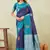 blue rama art silk jacuard work designer party wear saree with unstitched blouse piece