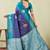 blue rama art silk jacuard work designer party wear saree with unstitched blouse piece
