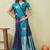 blue rama art silk jacuard work designer party wear saree with unstitched blouse piece