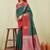 red green art silk jacuard work designer party wear saree with unstitched blouse piece