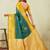 yellow green art silk jacuard work designer party wear saree with unstitched blouse piece