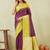 yellow wine art silk jacuard work designer party wear saree with unstitched blouse piece