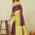 yellow wine art silk jacuard work designer party wear saree with unstitched blouse piece