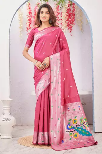 gajri art silk jacuard work designer party wear saree with unstitched blouse piece