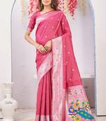 gajri art silk jacuard work designer party wear saree with unstitched blouse piece