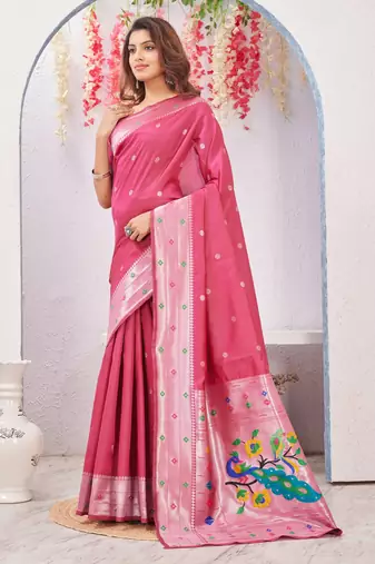 gajri art silk jacuard work designer party wear saree with unstitched blouse piece