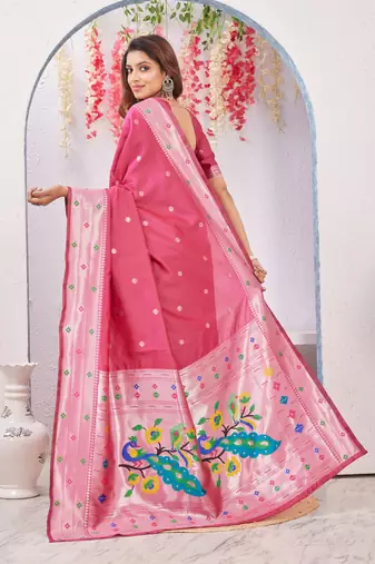 gajri art silk jacuard work designer party wear saree with unstitched blouse piece