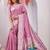 light pink art silk jacuard work designer party wear saree with unstitched blouse piece