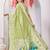 parrot green art silk jacuard work designer party wear saree with unstitched blouse piece