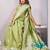 parrot green art silk jacuard work designer party wear saree with unstitched blouse piece
