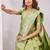 parrot green art silk jacuard work designer party wear saree with unstitched blouse piece