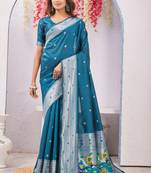 rama art silk jacuard work designer party wear saree with unstitched blouse piece