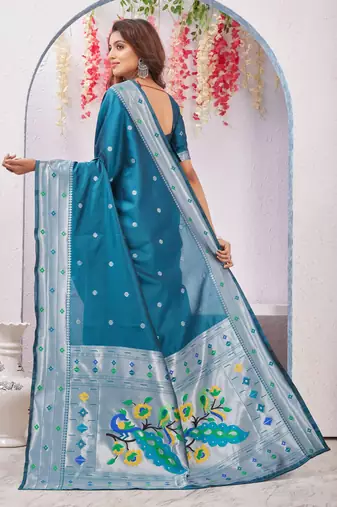 rama art silk jacuard work designer party wear saree with unstitched blouse piece