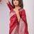 red art silk jacuard work designer party wear saree with unstitched blouse piece