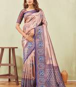 blue rama art silk jacuard work designer party wear saree with unstitched blouse piece