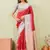 grey red art silk jacuard work designer party wear saree with unstitched blouse piece