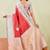 grey red art silk jacuard work designer party wear saree with unstitched blouse piece