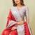 grey red art silk jacuard work designer party wear saree with unstitched blouse piece