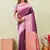 purple wine art silk jacuard work designer party wear saree with unstitched blouse piece