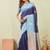 rama blue art silk jacuard work designer party wear saree with unstitched blouse piece