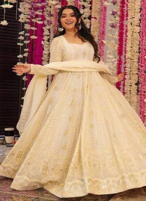 Cream heavily embellished anarkali 2