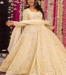 Cream heavily embellished anarkali
