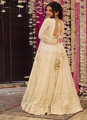 Cream heavily embellished anarkali 3