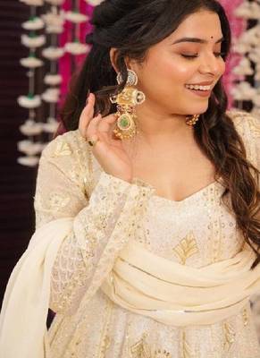 Cream heavily embellished anarkali 4