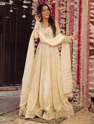 Cream heavily embellished anarkali 1