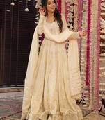 Cream heavily embellished anarkali